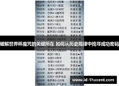 破解世界杯魔咒的关键所在 如何从历史规律中找寻成功密码